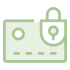 Icon illustration of a credit card with a lock on it